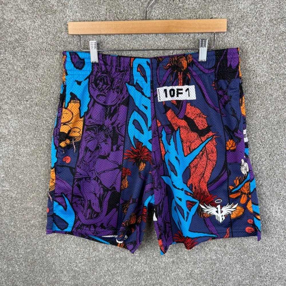 Puma Melo Phoenix Basketball Shorts Mens Large Blue Crystal Purple 630689 01 NEW